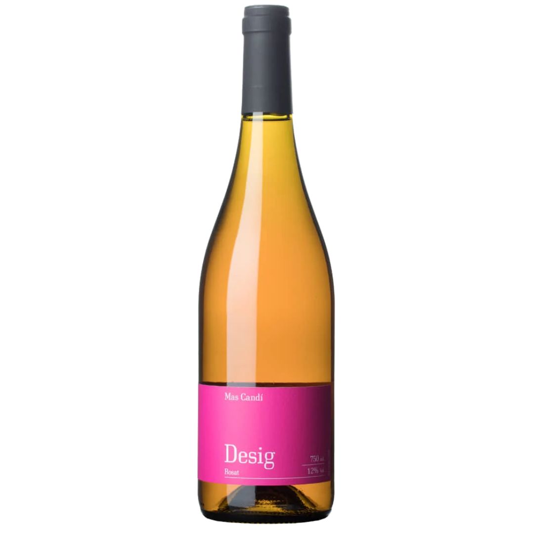 a bottle of desig 2025 rosé wine by mas candi