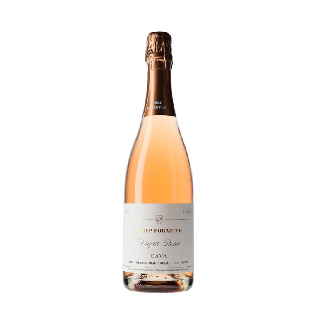 a bottle of cava by josep foraster with the venerable trepat rosat grape
